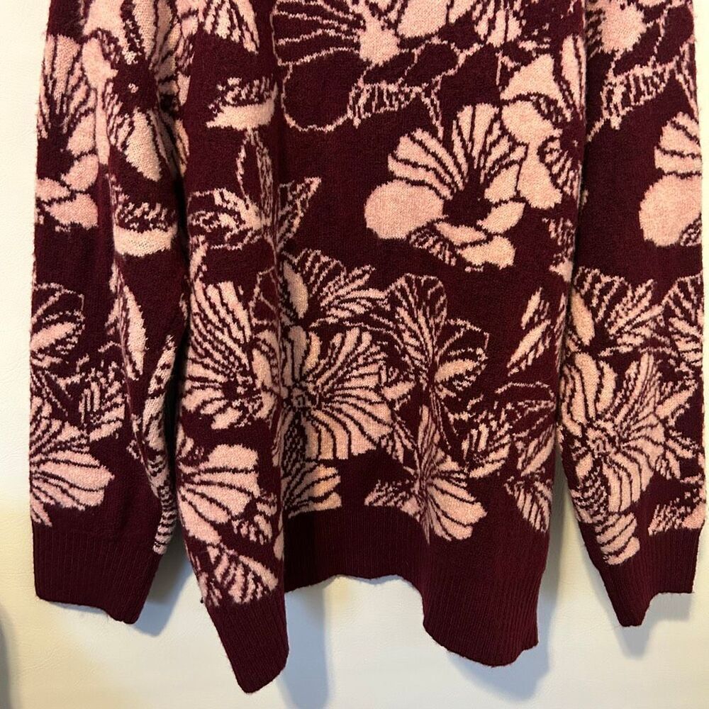 Liz Claiborne pink and maroon Floral Sweater Pull Over Women's Plus Size 2X NWT - Picture 11 of 11